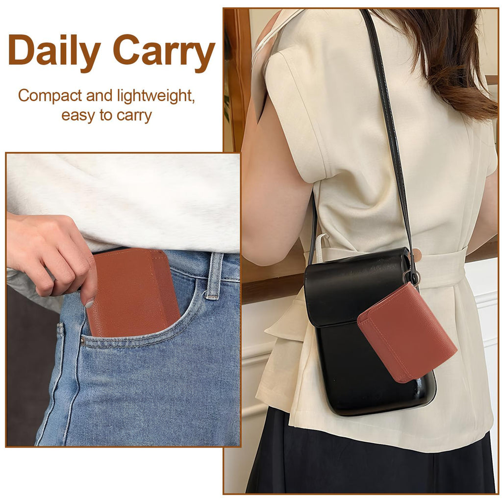 Elegant and Minimalist Women's Slim Short Wallet – with card slots, a bill compartment, and an ID window