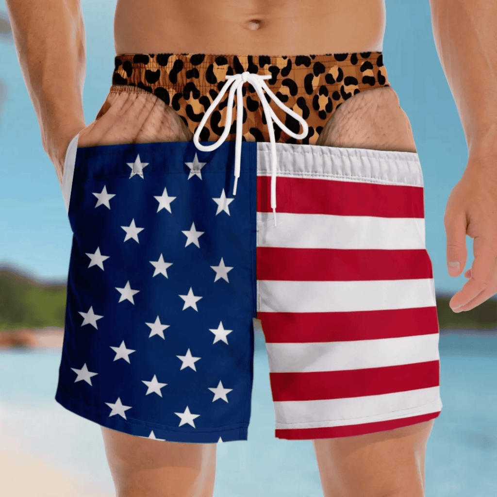 Men’s Novelty Prank Swim Trunks – Funny Beach Shorts for Summer & Parties