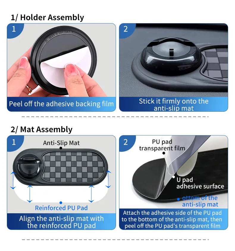 Universal Anti-Slip Car Dashboard Mat with 360° Rotating Phone Holder
