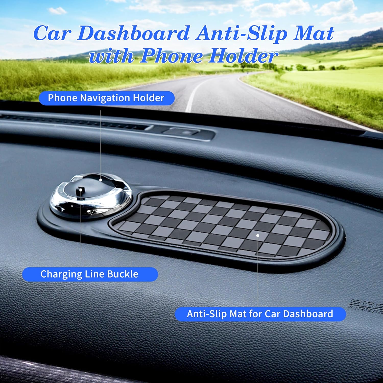 Universal Anti-Slip Car Dashboard Mat with 360° Rotating Phone Holder