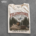 Do Not Pet The Fluffy Cows Graphic T-Shirt | Funny Yellowstone Inspired Bison Tee for Outdoor Lovers