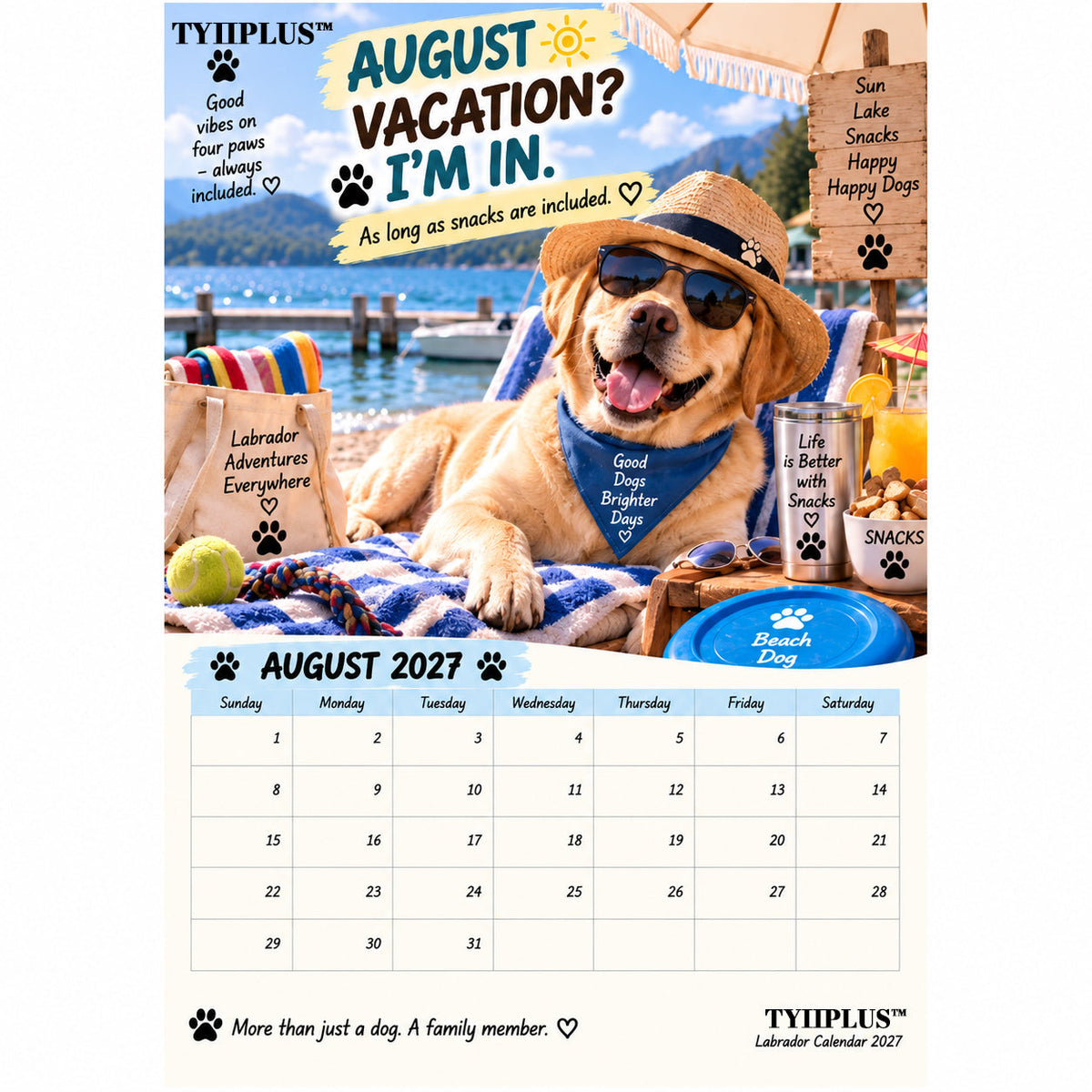 Labrador Calendar 2027 – Funny 12-Month Wall Calendar for Labrador Lovers & Dog Owners
