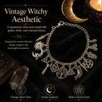 Vintage Witchy Charm Bracelet for Women – Celestial Gothic Boho Jewelry