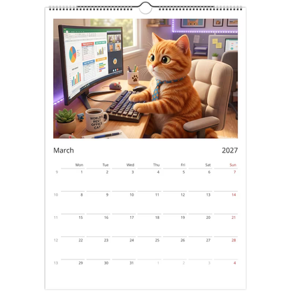 Orange Cat Calendar 2027 - Daily Activities