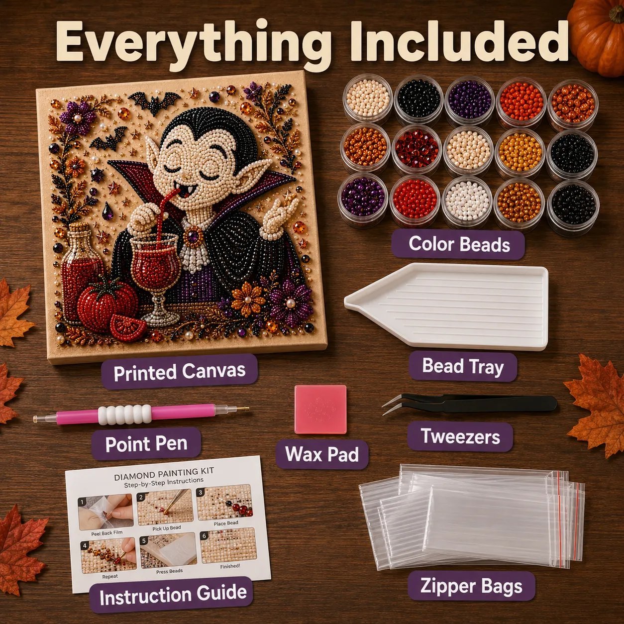 👻Premium 3D Pearl Absurd Halloween Wall Art Kit | Luxury Flocked Canvas with Scratch-Resistant Non-Fading Pearl Beads DIY Funny Spooky Decor 🕷️✨