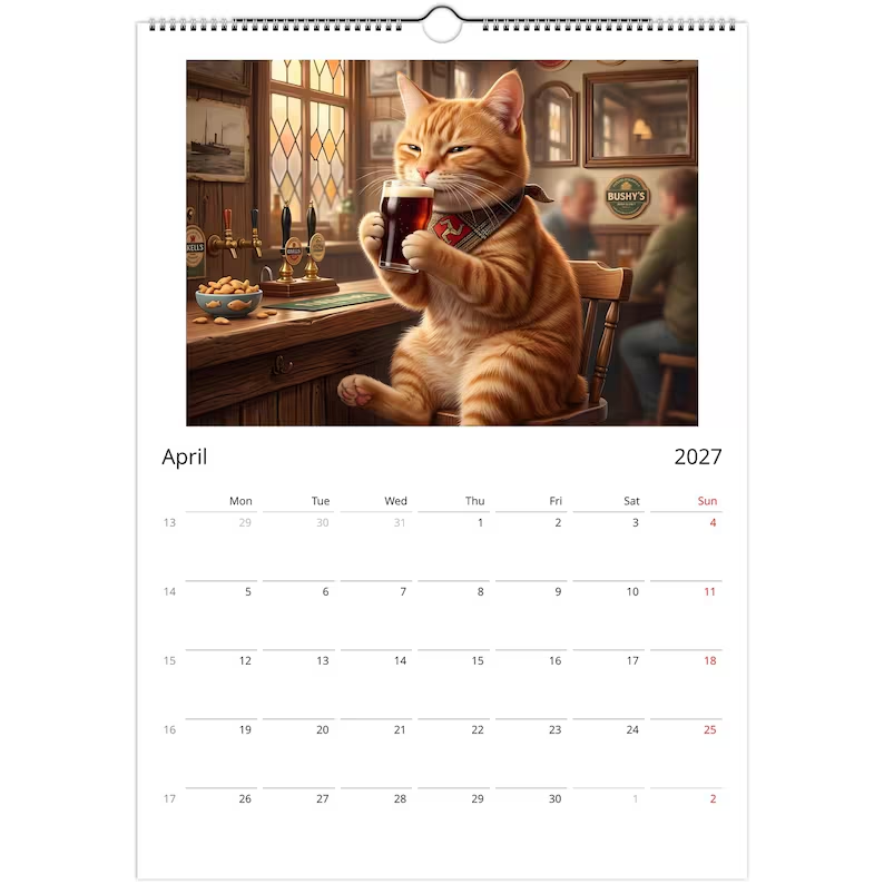 Orange Cat Calendar 2027 - Daily Activities