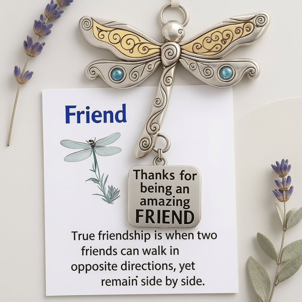 Friendship Dragonfly Ornament With Sentimental Quote -🌟 Gift for Best Friends