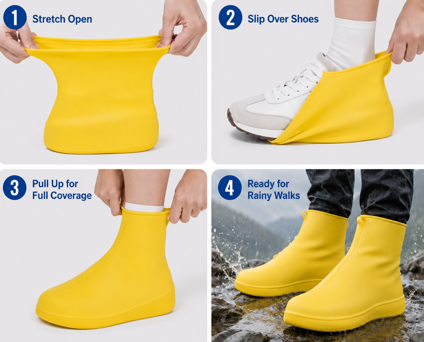 🌧️ Heavy-Duty Non-Slip Reusable Waterproof Shoe Covers – Keep Shoes Clean & Dry