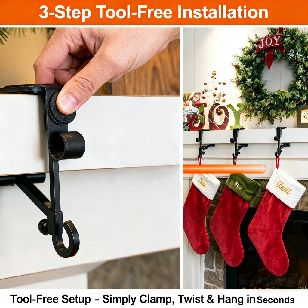 2-in-1 Garland and Fireplace Stocking Hanger