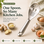 🥄 All-in-One Stainless Steel Kitchen Spoon | Grate, Strain, Mash & More