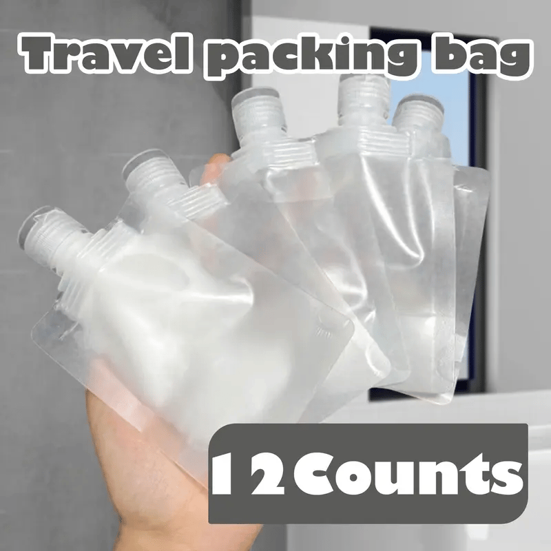12 Counts Reusable Plastic Pouches — Versatile Liquid Carriers for Travel, Picnics & Outings