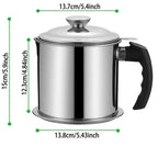 Stainless Steel Cooking Oil & Bacon Grease Container with Strainer