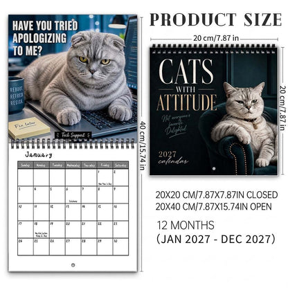 Cats With Attitude 2027 Wall Calendar