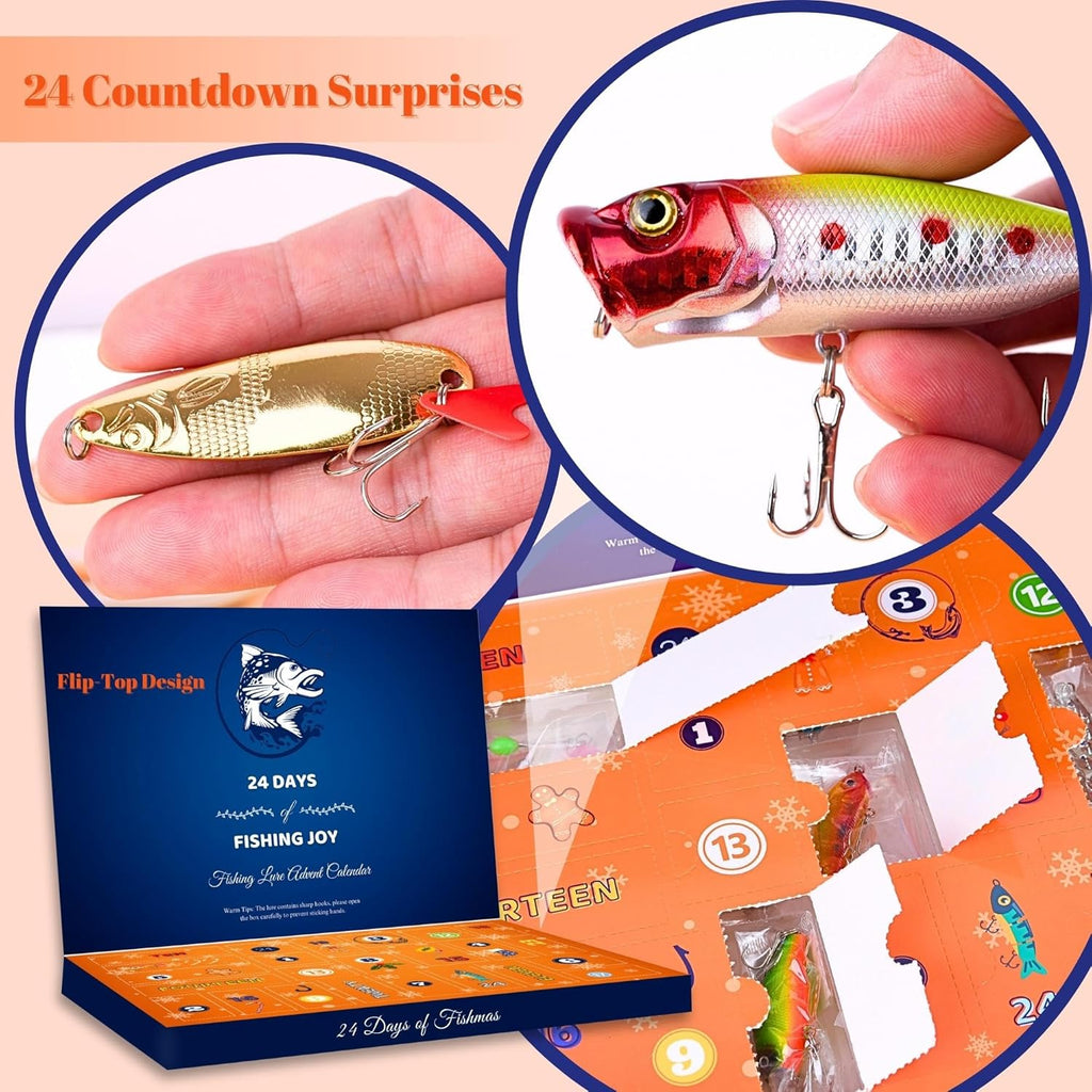 Fishing Advent Calendar 2026 Christmas - 24 Days Fishing Lures Advent Calendar for Fisher