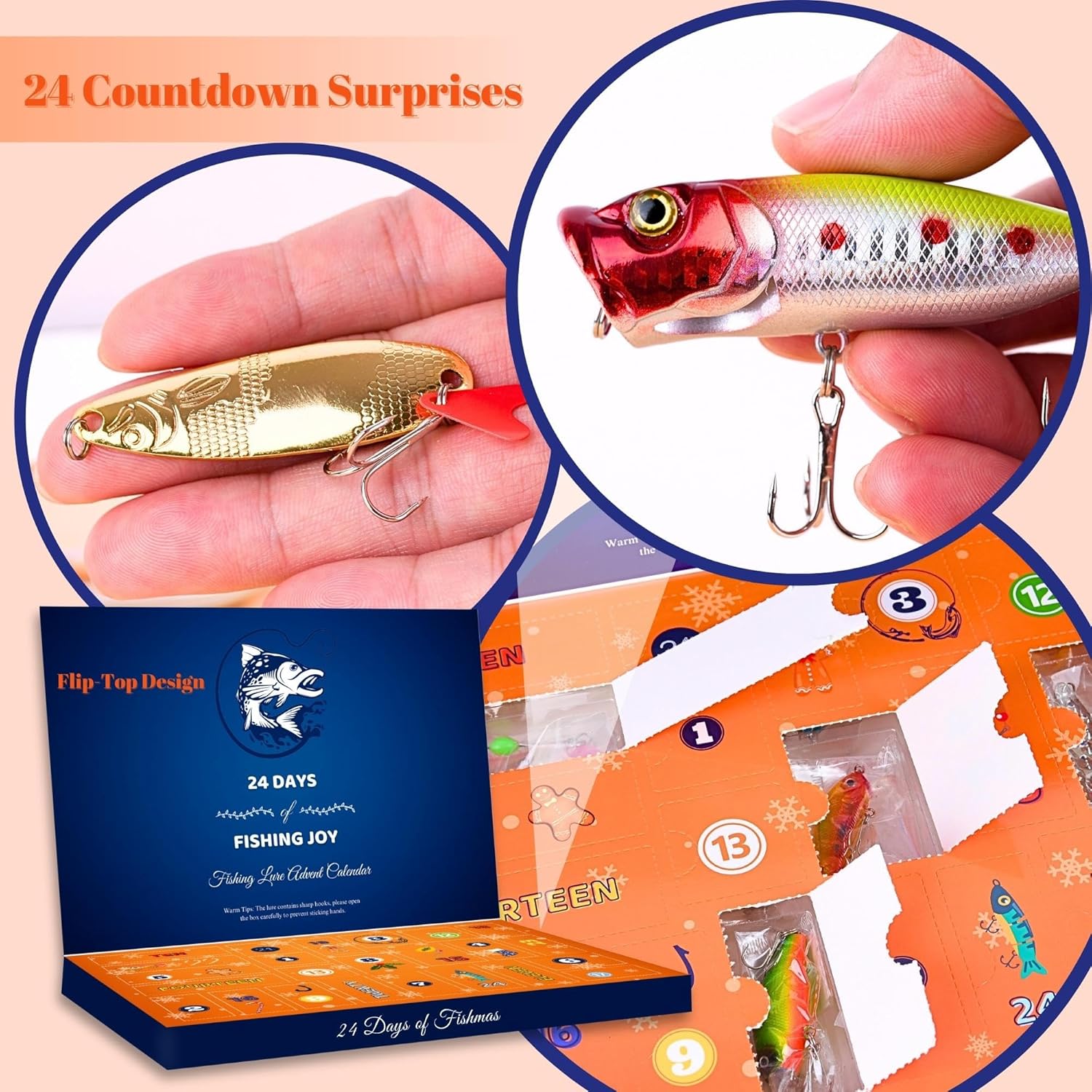 Fishing Advent Calendar 2026 Christmas - 24 Days Fishing Lures Advent Calendar for Fisher