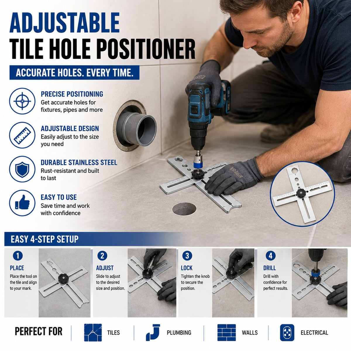 🛠️ Full-angle Adjustable Drilling Tool
