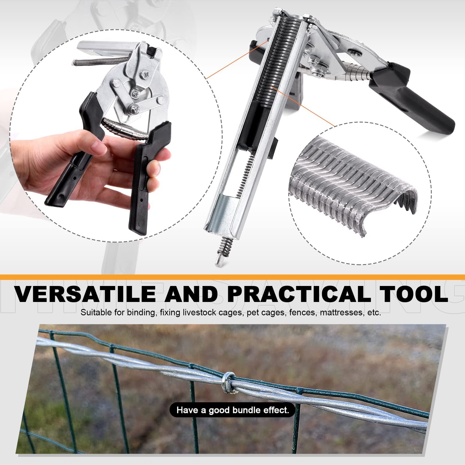 M Type Hog Ring Pliers Kit – Semi-Automatic Spring-Loaded High-Efficiency Cage & Fence Repair Tool