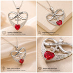I Love You Forever Heart Angel Wing Cross Necklace