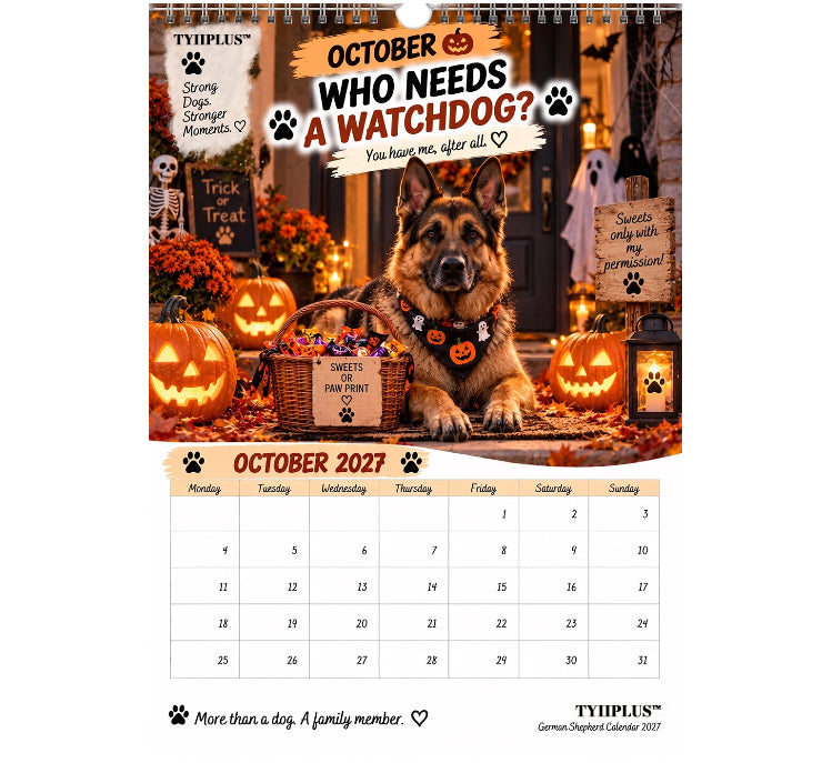 German Shepherd Calendar 2027 – Funny 12-Month Wall Calendar for German Shepherd Lovers & Dog Owners