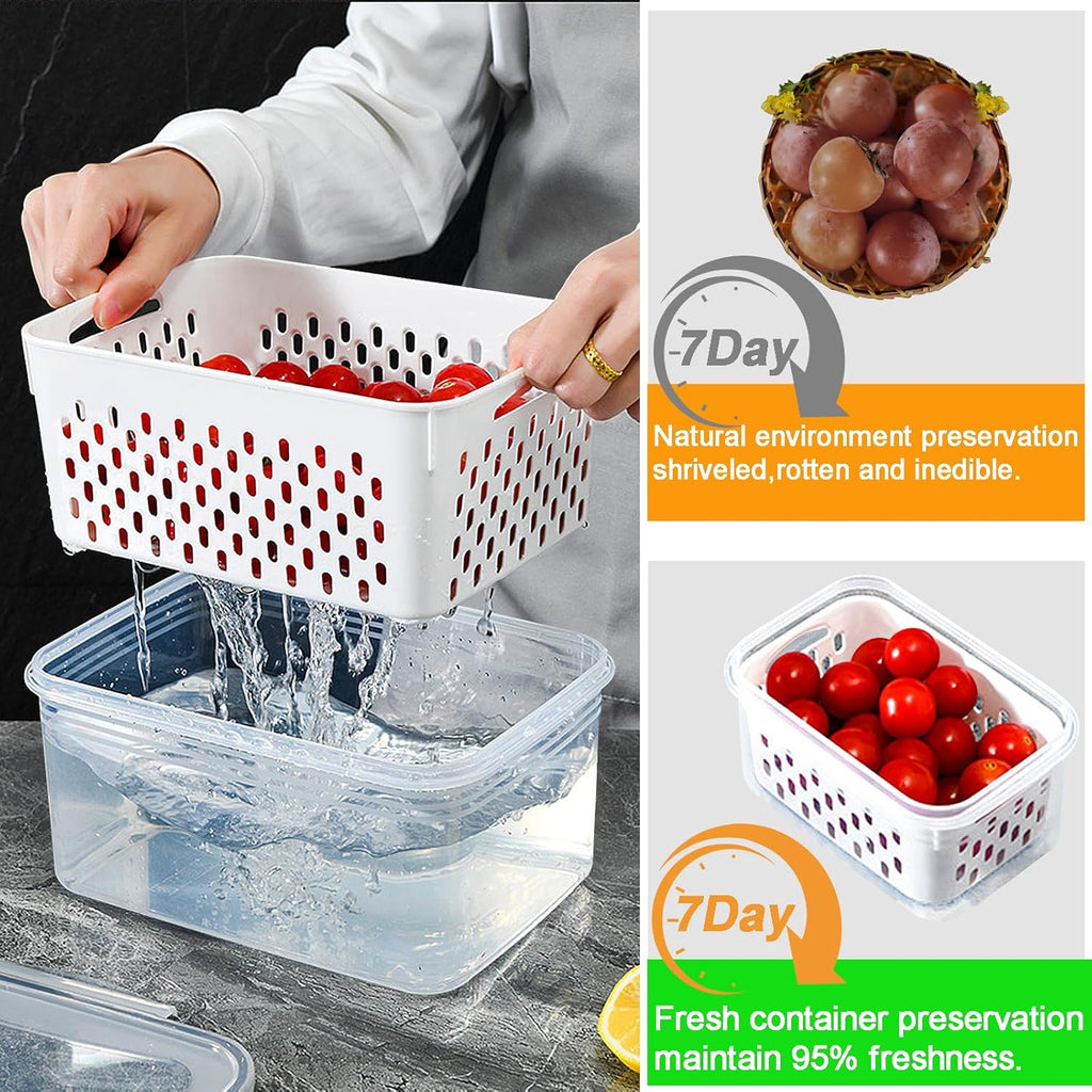 Fruit Storage Containers for Fridge with Removable Colander