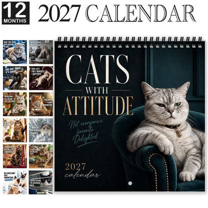 Cats With Attitude 2027 Wall Calendar
