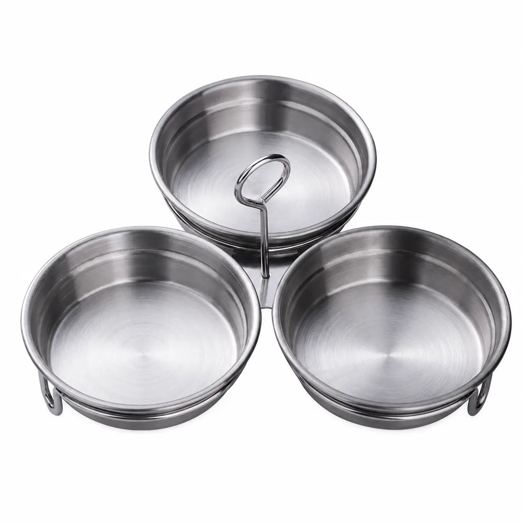3-Cup Stainless Steel Egg Poacher with Handle, Steamed Egg Mold