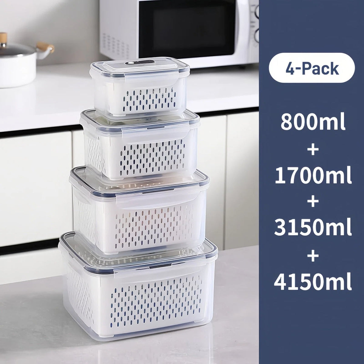 Fruit Storage Containers for Fridge with Removable Colander