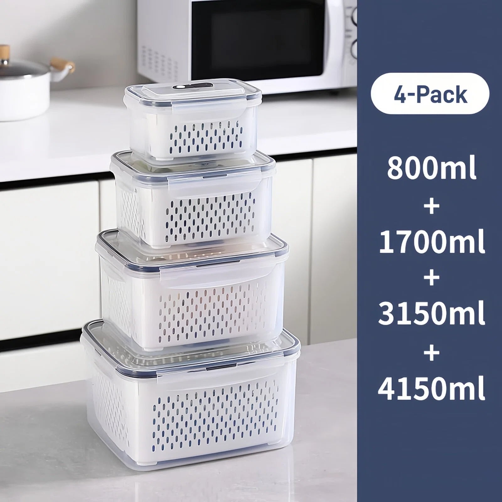 Fruit Storage Containers for Fridge with Removable Colander