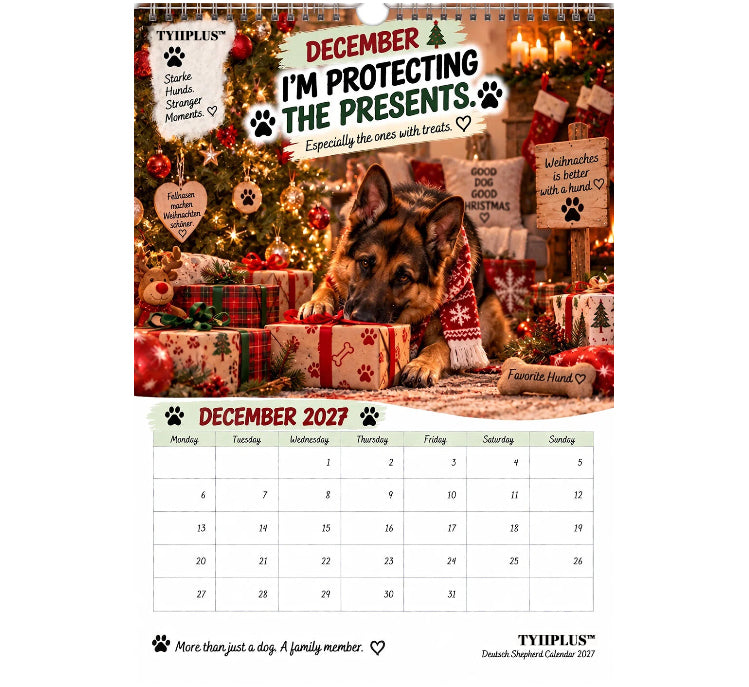German Shepherd Calendar 2027 – Funny 12-Month Wall Calendar for German Shepherd Lovers & Dog Owners