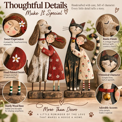 💕 Girl & Her Best Friend Folk Art Figurine