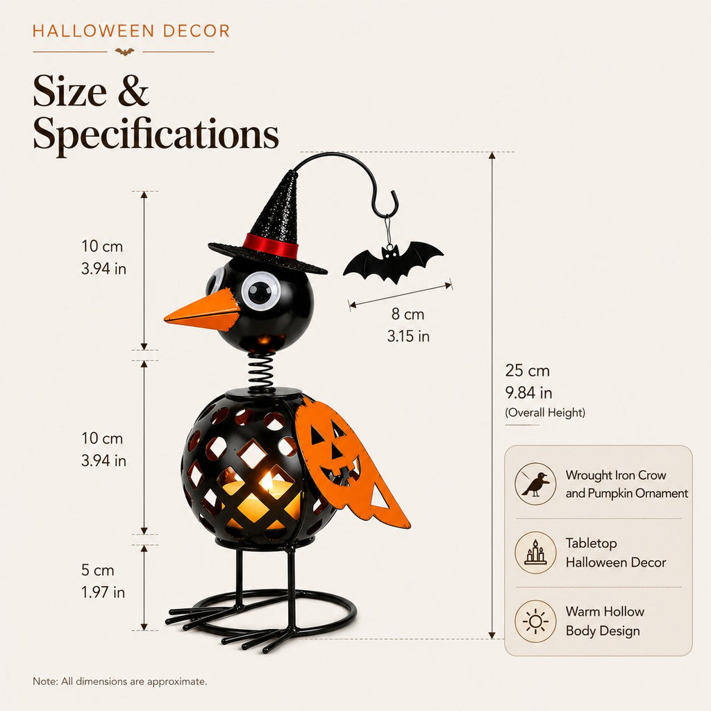 🐦🎃Wrought Iron Crow and Pumpkin Ornament