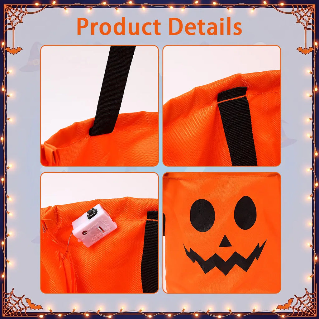 Glow-in-the-Dark Halloween Candy Buckets - LED Trick-or-Treat Bag