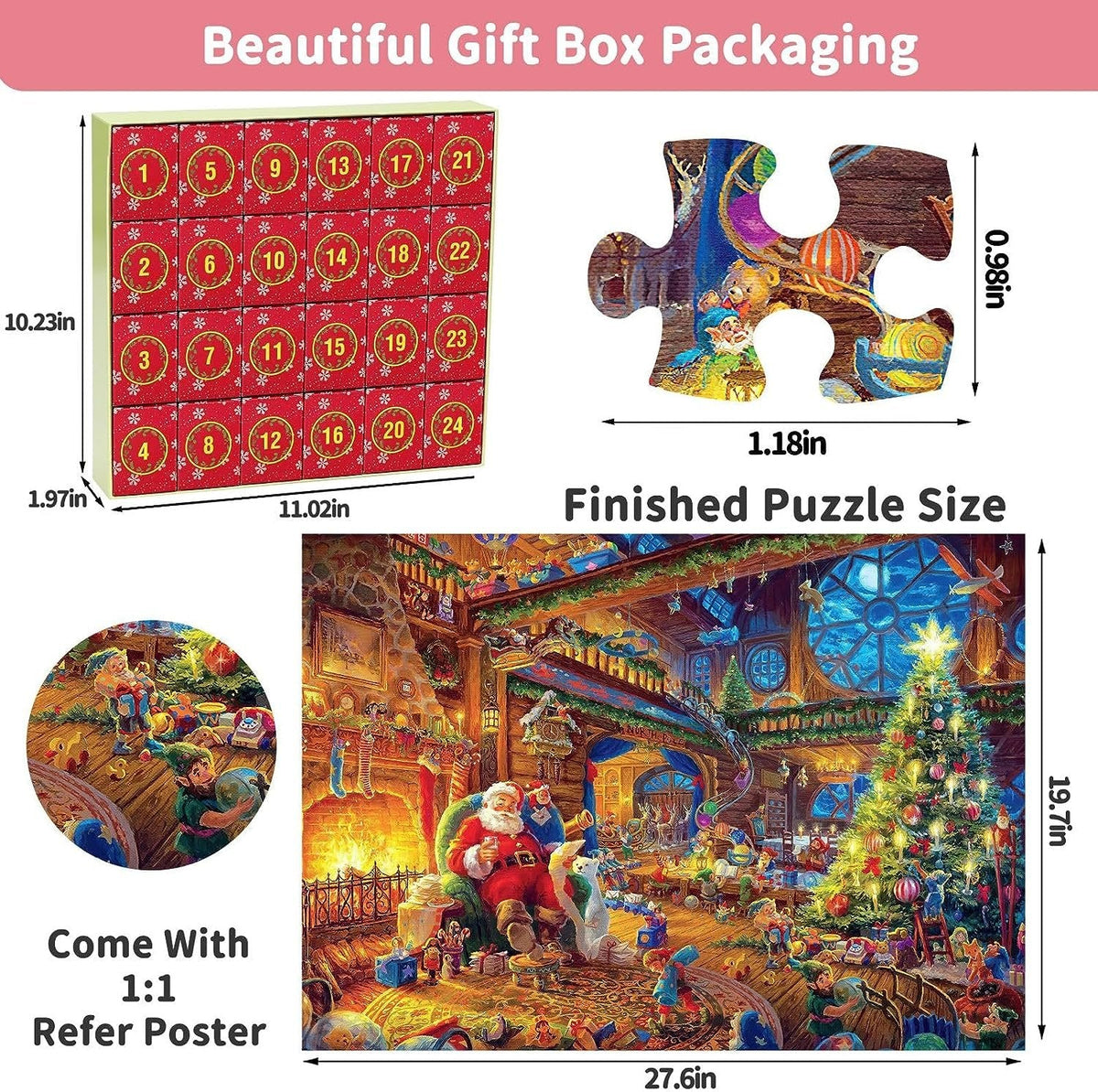 24 Day Advent Calendar 2026 Christmas Jigsaw Puzzles (1008 Pcs)