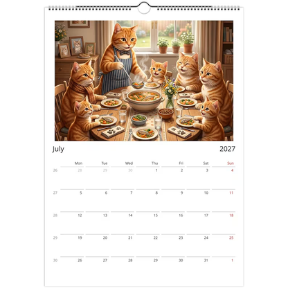Orange Cat Calendar 2027 - Daily Activities
