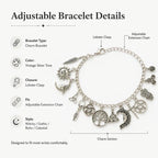 Vintage Witchy Charm Bracelet for Women – Celestial Gothic Boho Jewelry