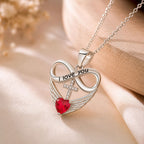 I Love You Forever Heart Angel Wing Cross Necklace