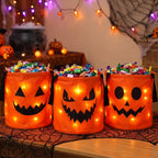 Glow-in-the-Dark Halloween Candy Buckets - LED Trick-or-Treat Bag