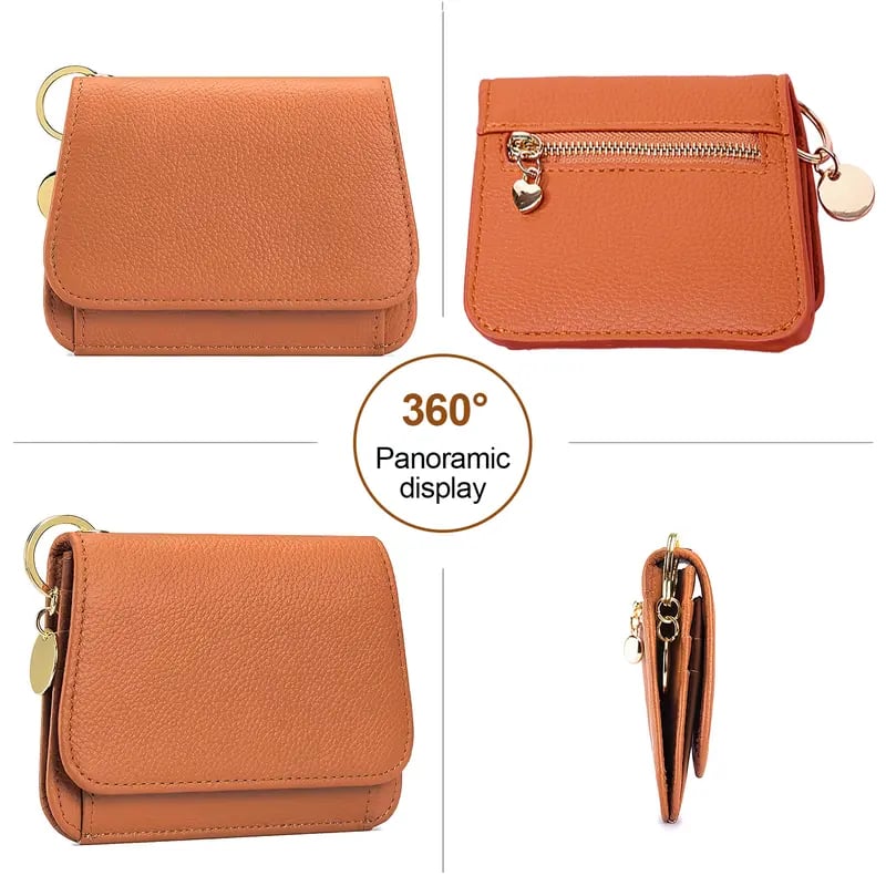 Elegant and Minimalist Women's Slim Short Wallet – with card slots, a bill compartment, and an ID window