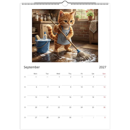 Orange Cat Calendar 2027 - Daily Activities