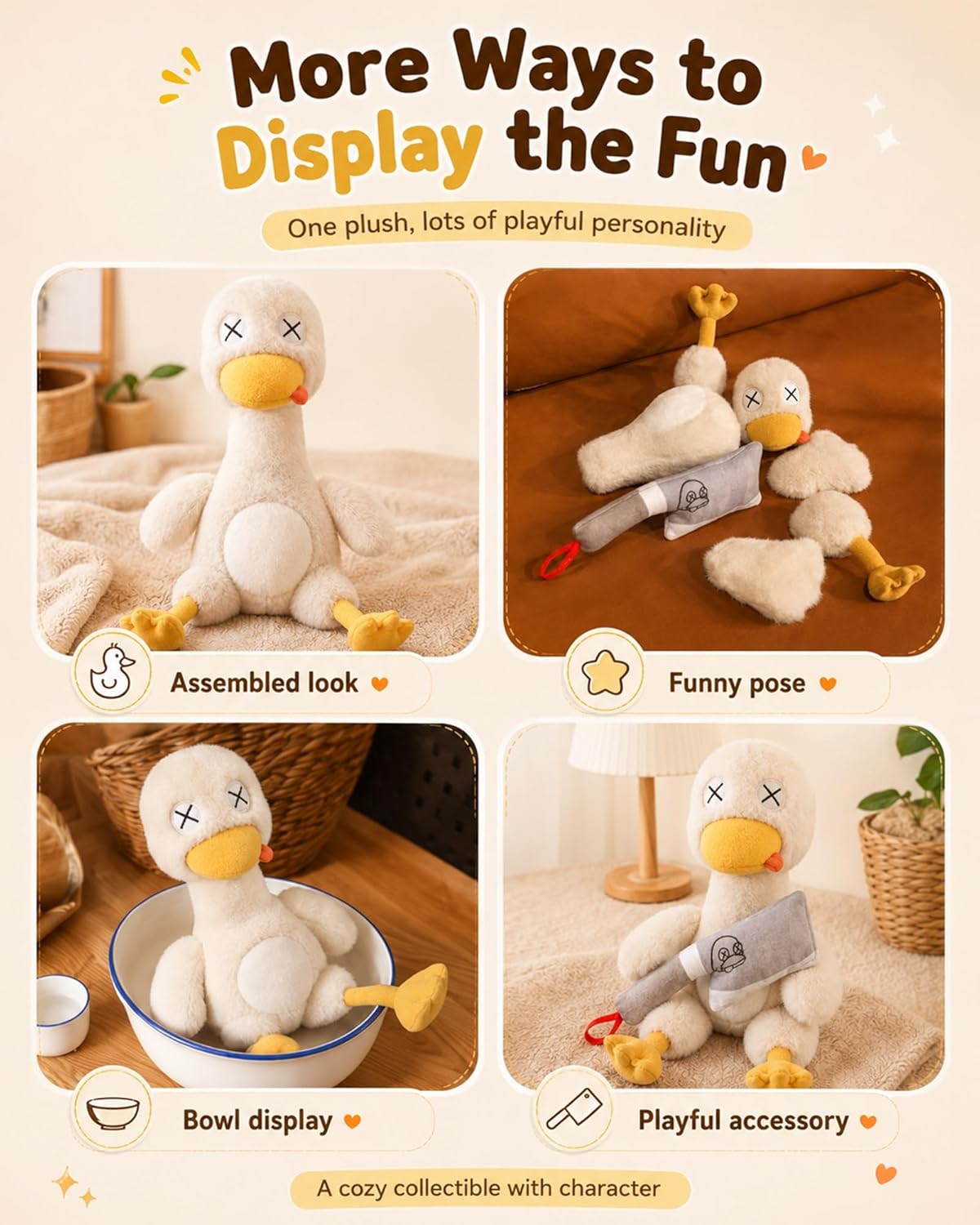 Magnetic Rage Duck, Detachable Duck Plush Toy with a Plush Knife