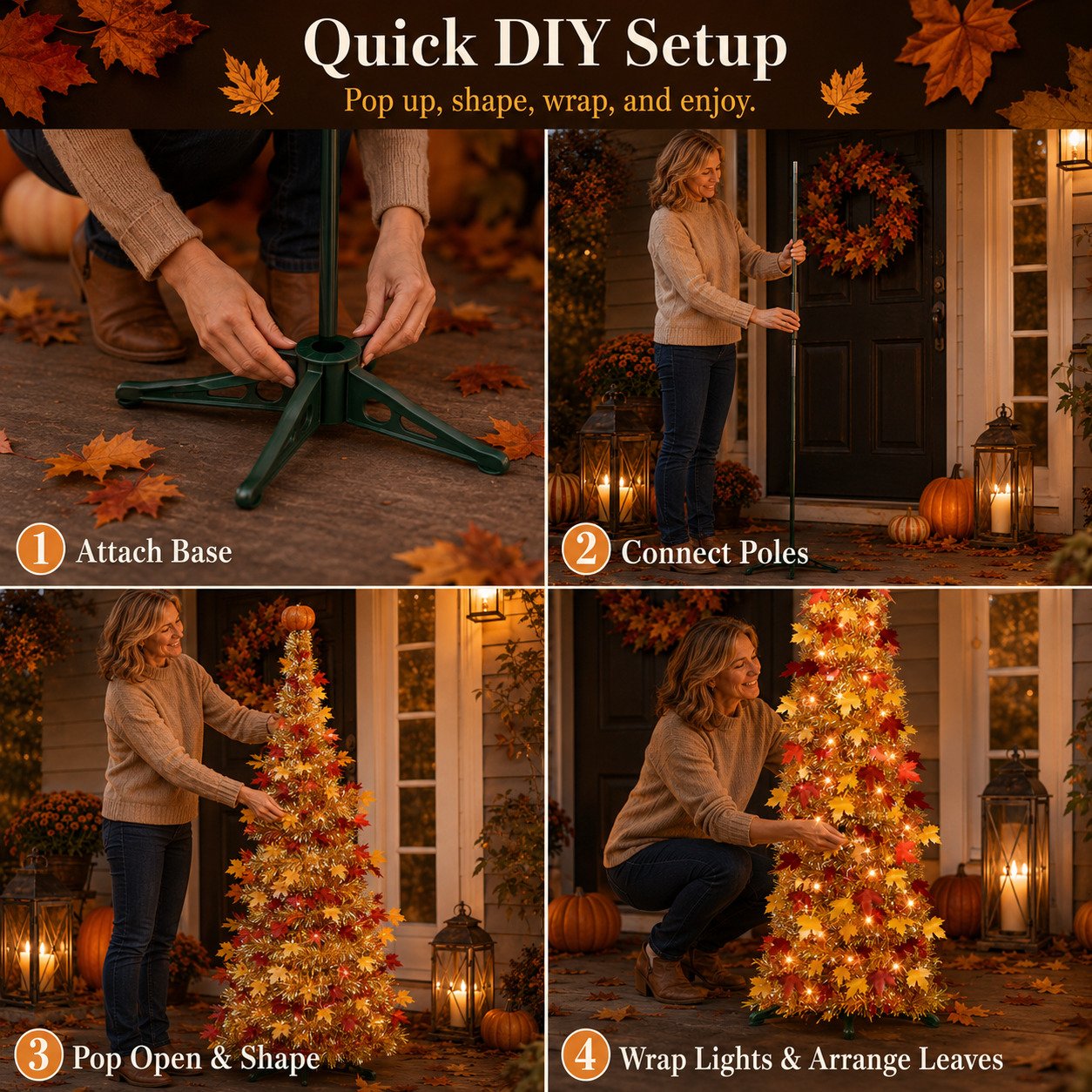 5-Foot Lighted Pop-Up Fall Tree
