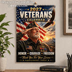 2027 Veterans Wall Calendar | A4 Patriotic Military Calendar Featuring U.S. Veterans, Bald Eagles & American Heroes | 12-Month Tribute Calendar