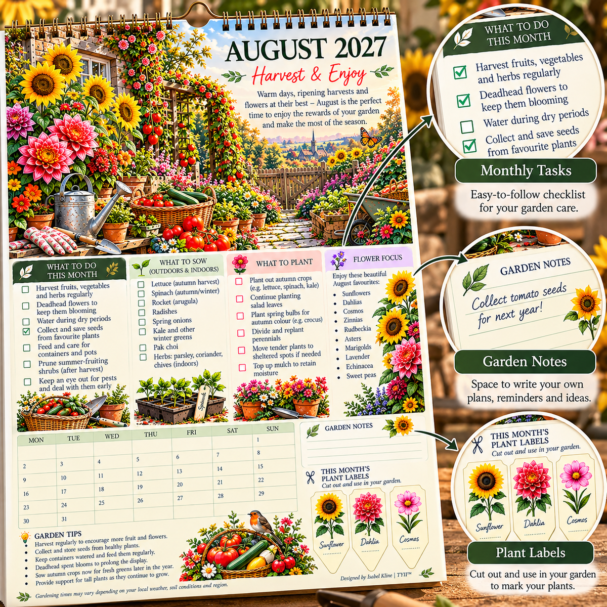 2027 Four Seasons Gardening Calendar & Monthly Planner