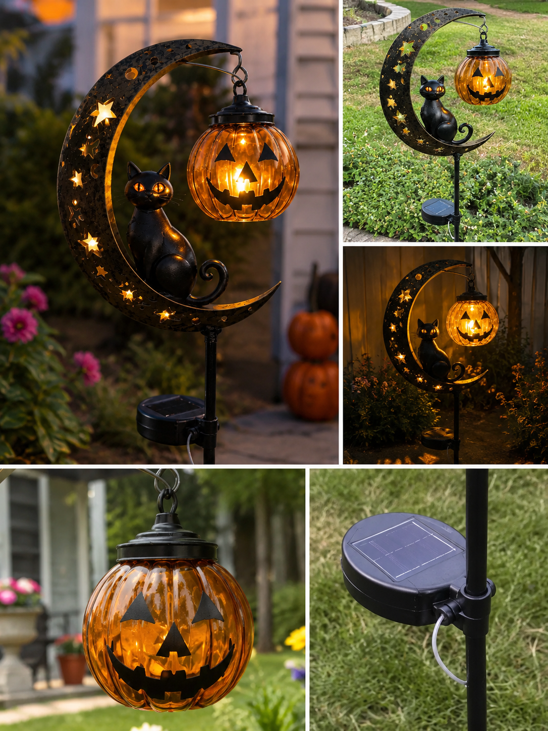 🔥 55% OFF TODAY 👻 Solar Halloween Garden Stake Light with Black Cat & Pumpkin