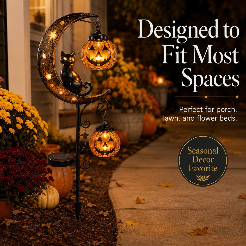 🔥 55% OFF TODAY 👻 Solar Halloween Garden Stake Light with Black Cat & Pumpkin
