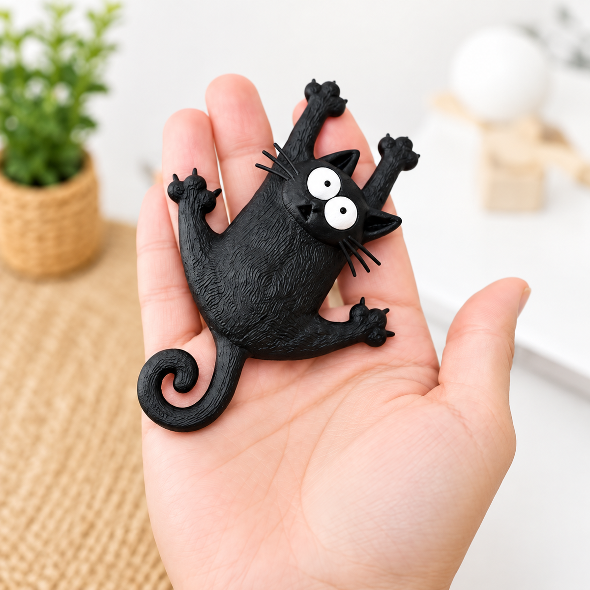 Hanging Black Cat Fridge Magnet
