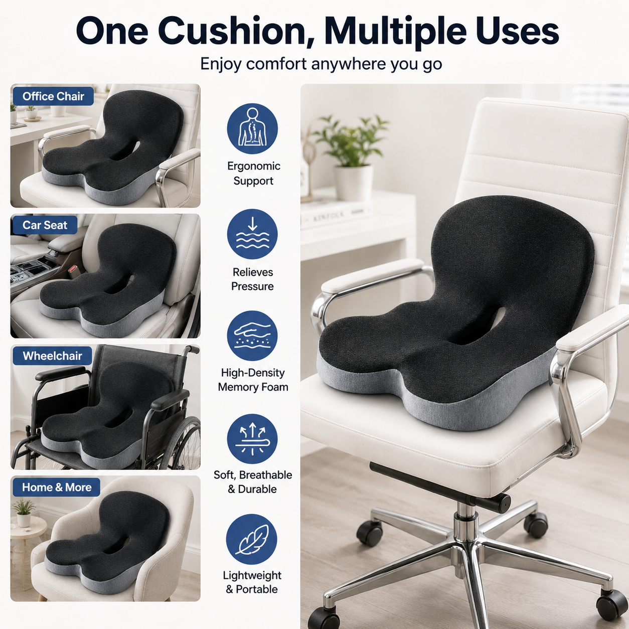 🔥Free Shipping | Sitting All Day? This Cushion Helps Relieve Back & Tailbone Pressure Instantly