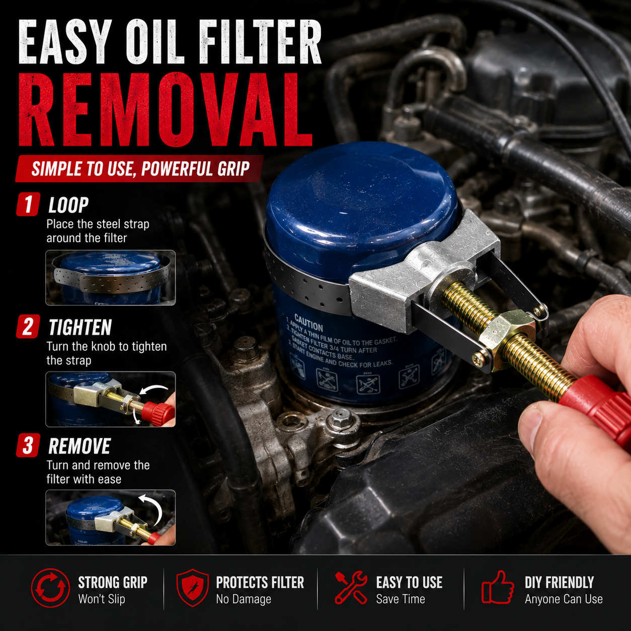 New Adjustable Steel Band Oil Filter Wrench