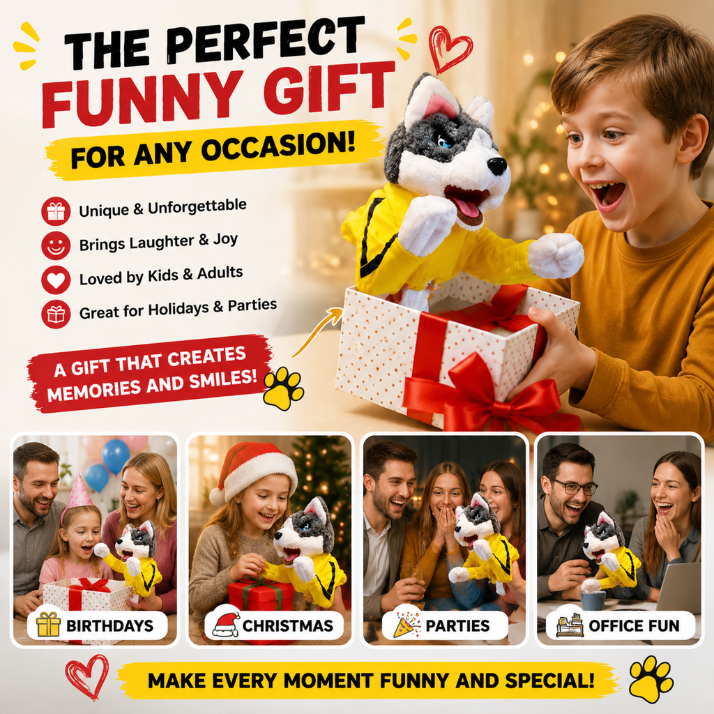 🥊 Funny Punching Husky Toy – Interactive Plush Dog Gift For Endless Laughs