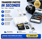 🔌 5-in-1 SD Card Reader for iPhone & USB-C – Fast Photo & Video Transfer Adapter